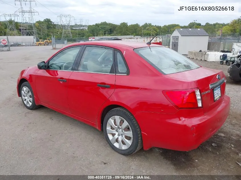 2008 Subaru Impreza 2.5I VIN: JF1GE616X8G526618 Lot: 40351725