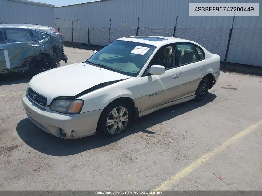 2004 Subaru Outback H6-3.0/H6-3.0 Vdc VIN: 4S3BE896747200449 Lot: 39892715