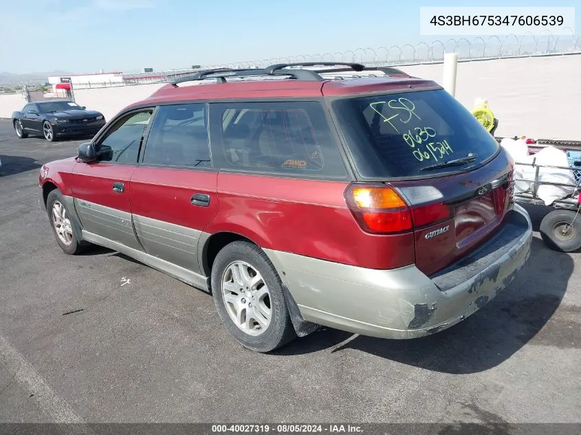 2004 Subaru Outback VIN: 4S3BH675347606539 Lot: 40027319