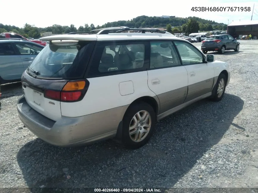 2000 Subaru Outback Limited VIN: 4S3BH6860Y7671958 Lot: 40266460