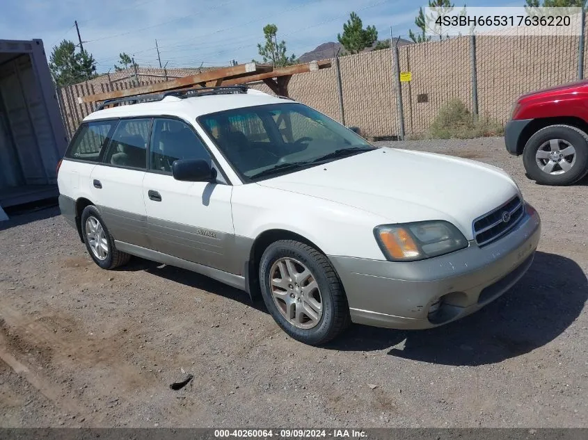 2001 Subaru Outback VIN: 4S3BH665317636220 Lot: 40260064