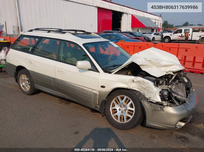 2001 Subaru Outback H6-3.0 VIN: 4S3BH806317639986 Lot: 40264138