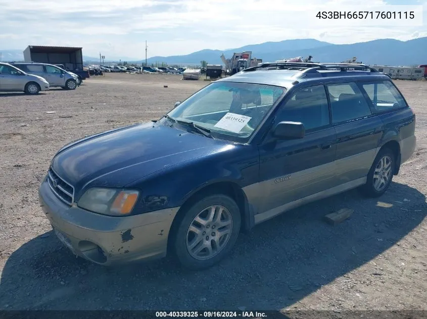 2001 Subaru Outback VIN: 4S3BH665717601115 Lot: 40339325