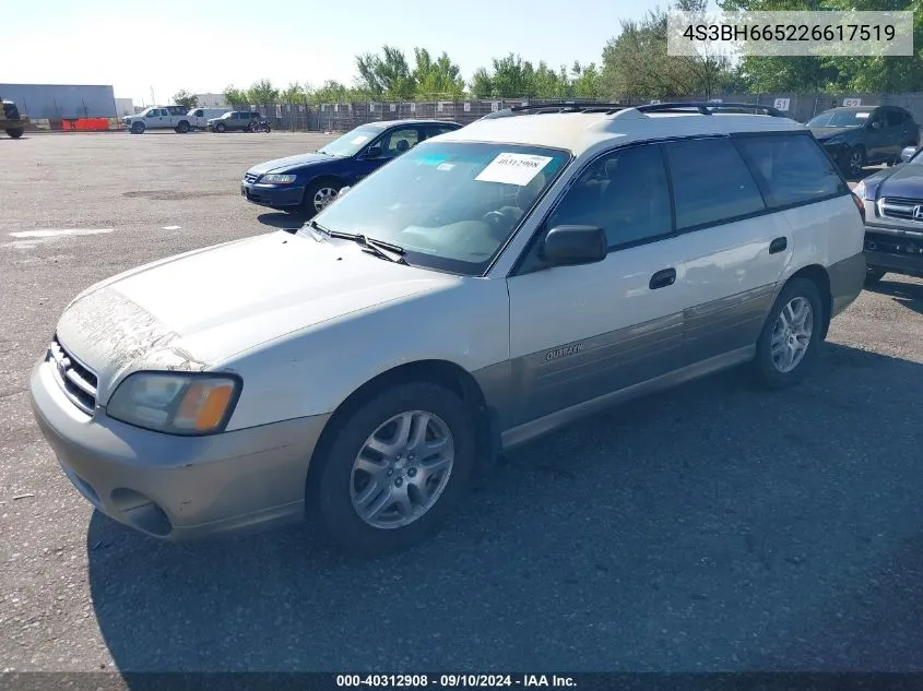 2002 Subaru Outback Outback VIN: 4S3BH665226617519 Lot: 40312908