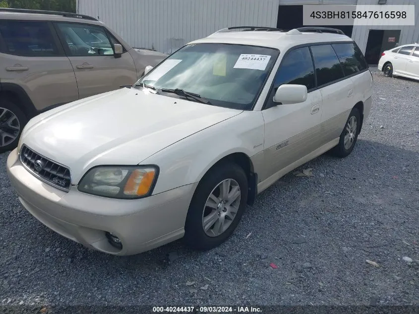 2004 Subaru Outback H6-3.0 W/35Th Anniversary Edition VIN: 4S3BH815847616598 Lot: 40244437