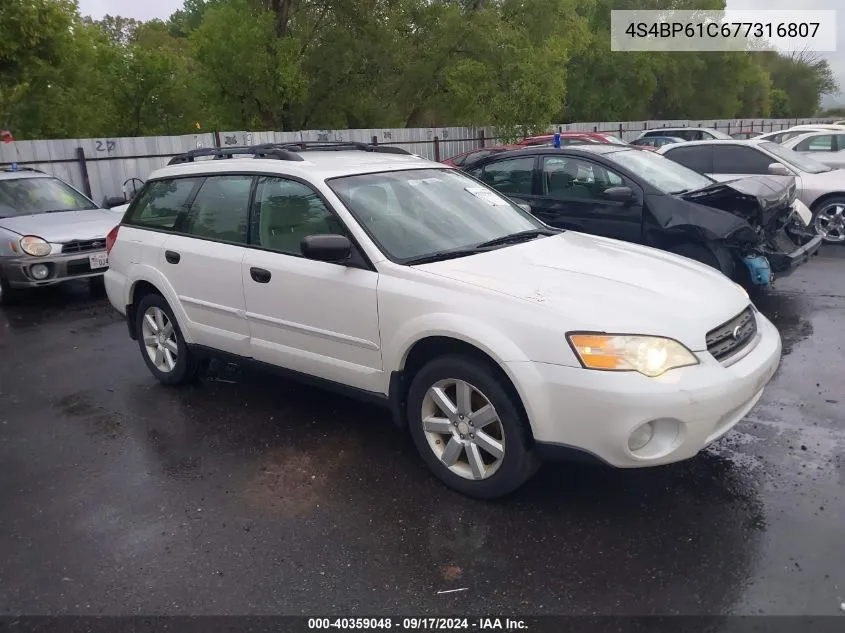 2007 Subaru Outback 2.5I VIN: 4S4BP61C677316807 Lot: 40359048