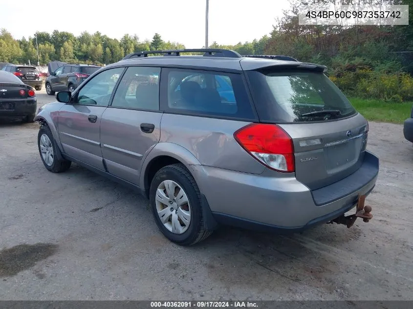 4S4BP60C987353742 2008 Subaru Outback