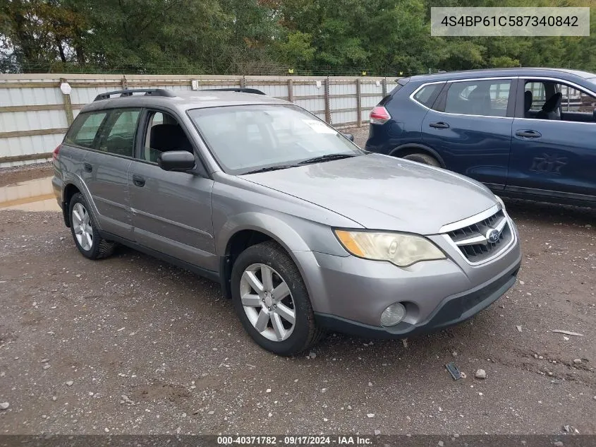 2008 Subaru Outback 2.5I/2.5I L.l. Bean Edition VIN: 4S4BP61C587340842 Lot: 40371782