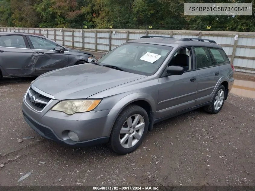 2008 Subaru Outback 2.5I/2.5I L.l. Bean Edition VIN: 4S4BP61C587340842 Lot: 40371782