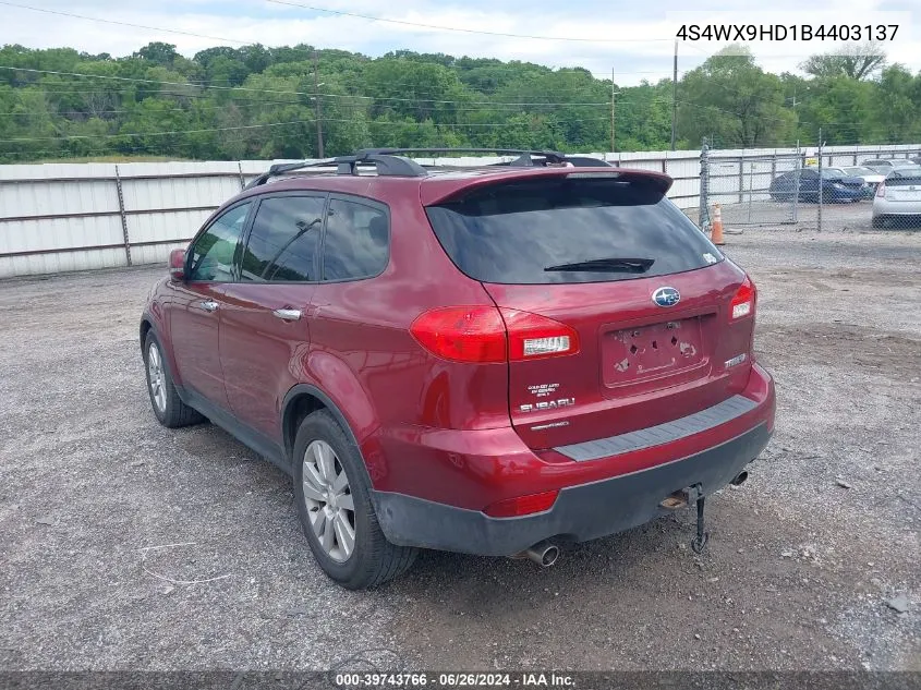 2011 Subaru Tribeca 3.6R Limited VIN: 4S4WX9HD1B4403137 Lot: 39743766