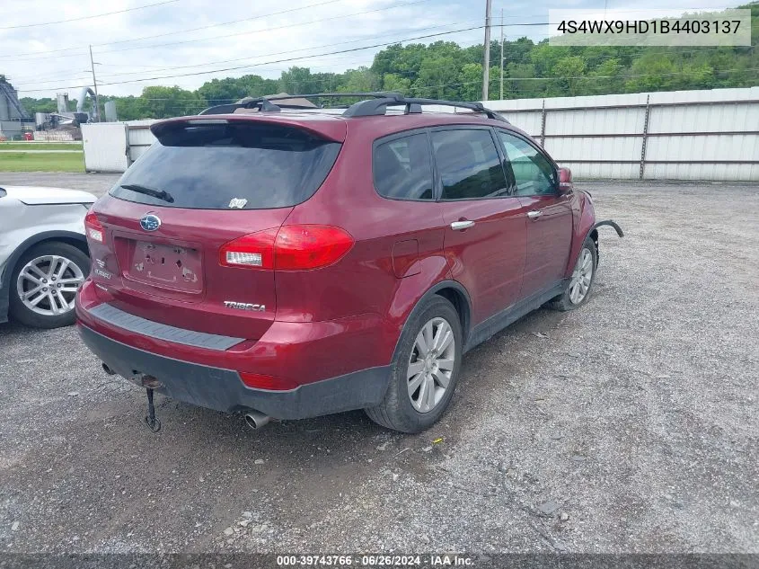 2011 Subaru Tribeca 3.6R Limited VIN: 4S4WX9HD1B4403137 Lot: 39743766