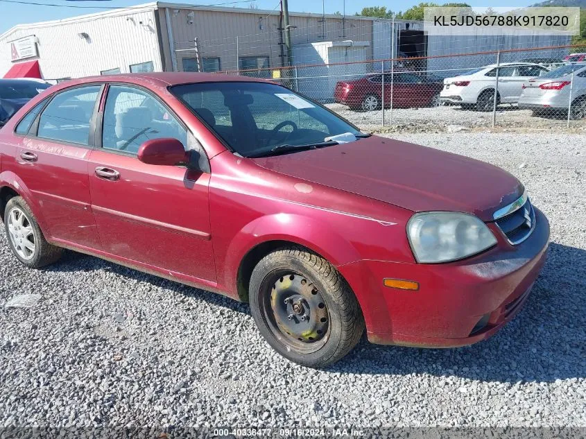 2008 Suzuki Forenza VIN: KL5JD56788K917820 Lot: 40338477