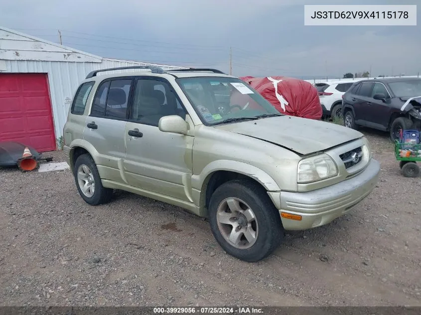 1999 Suzuki Grand Vitara Jlx/Jlx+ VIN: JS3TD62V9X4115178 Lot: 39929056