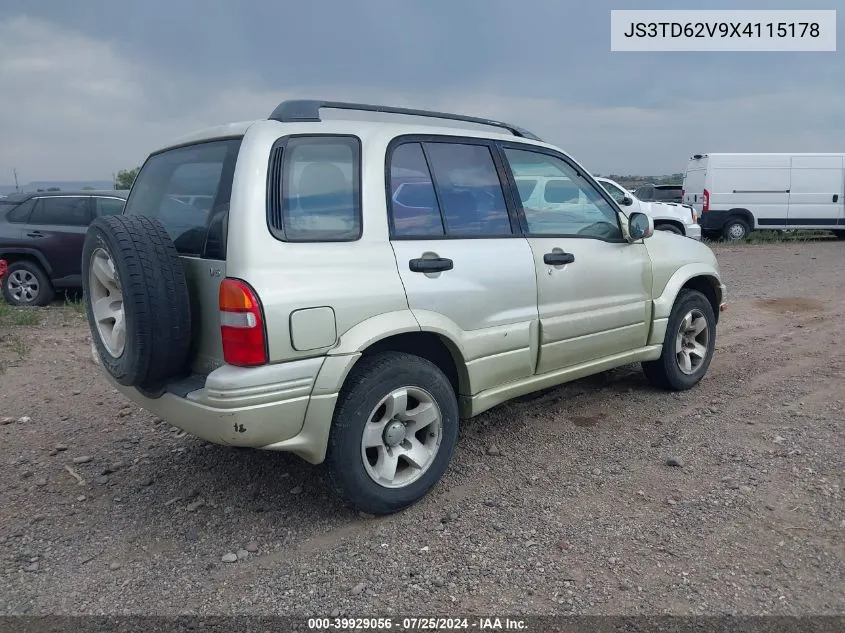 1999 Suzuki Grand Vitara Jlx/Jlx+ VIN: JS3TD62V9X4115178 Lot: 39929056