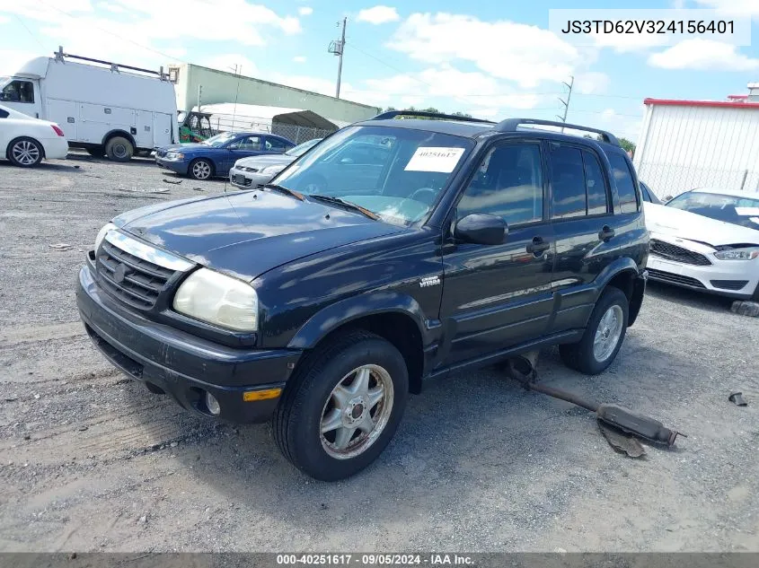 2002 Suzuki Grand Vitara Jlx/Limited VIN: JS3TD62V324156401 Lot: 40251617