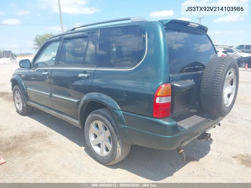 2001 Suzuki Grand Vitara Xl-7 Plus/Standard/Touring VIN: JS3TX92V214103986 Lot: 40040313