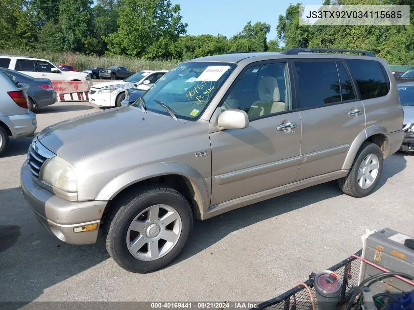 2003 Suzuki Xl-7 Ltd/Touring VIN: JS3TX92V034115685 Lot: 40169441