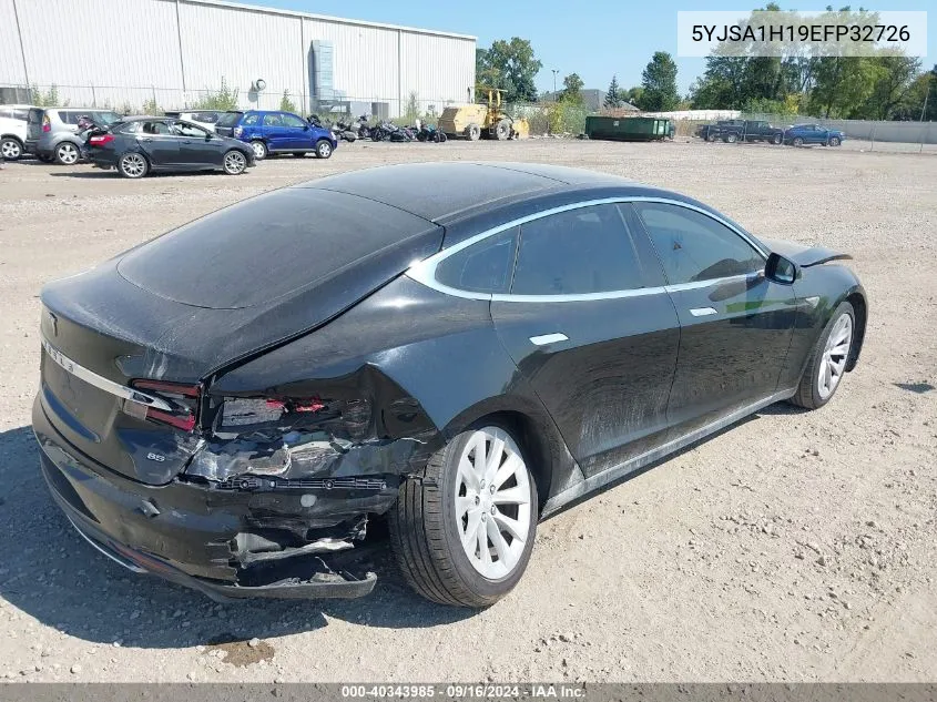 2014 Tesla Model S P85 VIN: 5YJSA1H19EFP32726 Lot: 40343985