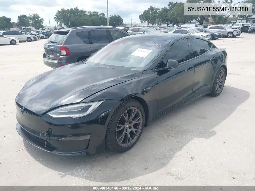 2021 Tesla Model S Long Range Dual Motor All-Wheel Drive VIN: 5YJSA1E55MF428380 Lot: 40340146