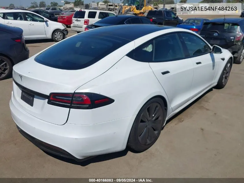 2022 Tesla Model S Dual Motor All-Wheel Drive VIN: 5YJSA1E54NF484263 Lot: 40166083