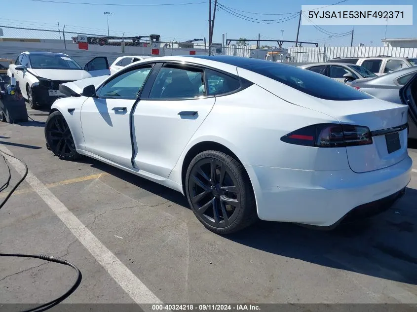 2022 Tesla Model S Dual Motor All-Wheel Drive VIN: 5YJSA1E53NF492371 Lot: 40324218