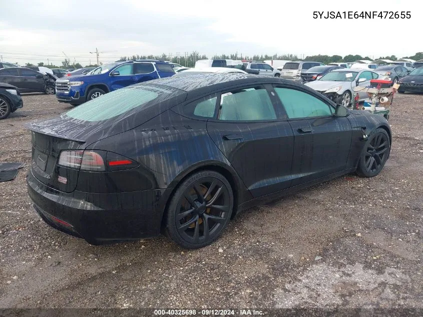 2022 Tesla Model S VIN: 5YJSA1E64NF472655 Lot: 40325698