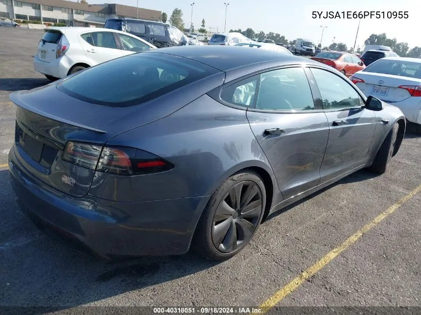 2023 Tesla Model S Plaid Tri Motor All-Wheel Drive VIN: 5YJSA1E66PF510955 Lot: 40318051