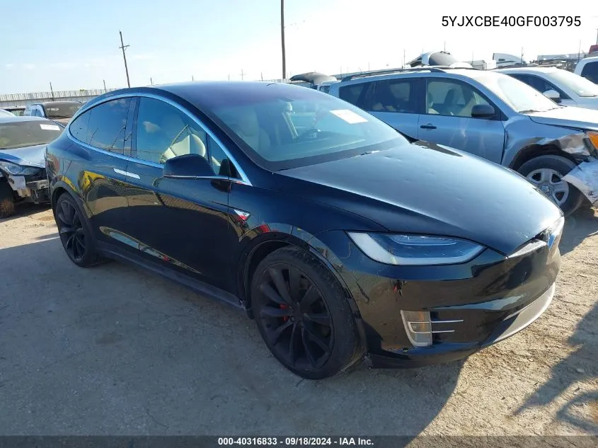 2016 Tesla Model X 75D/P100D/P90D VIN: 5YJXCBE40GF003795 Lot: 40316833