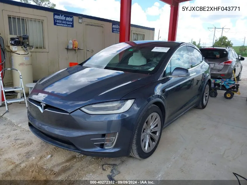 2017 Tesla Model X 100D/75D/90D VIN: 5YJXCBE2XHF043771 Lot: 40272352