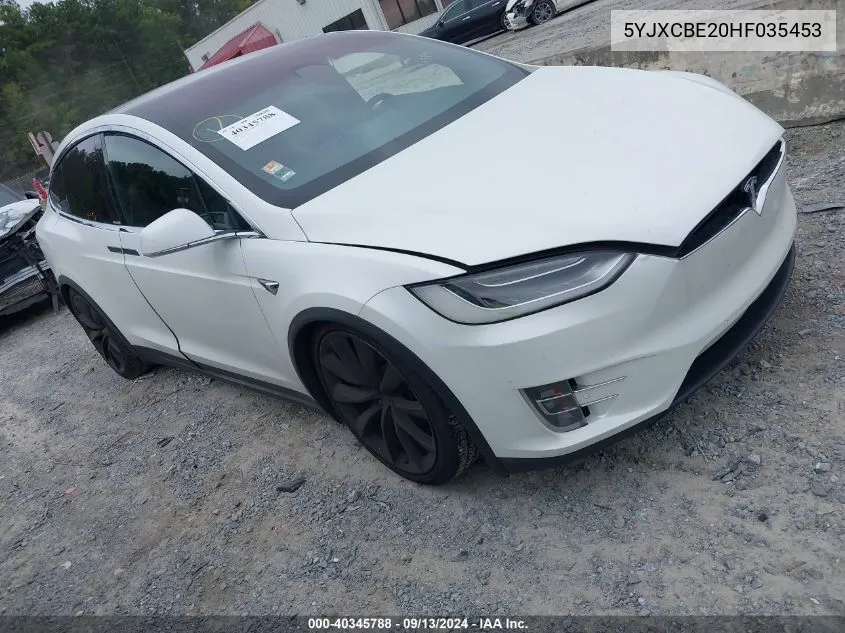 2017 Tesla Model X 100D/75D/90D VIN: 5YJXCBE20HF035453 Lot: 40345788