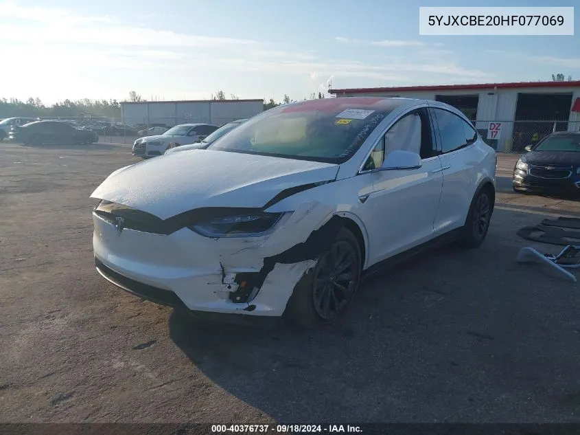 2017 Tesla Model X VIN: 5YJXCBE20HF077069 Lot: 40376737