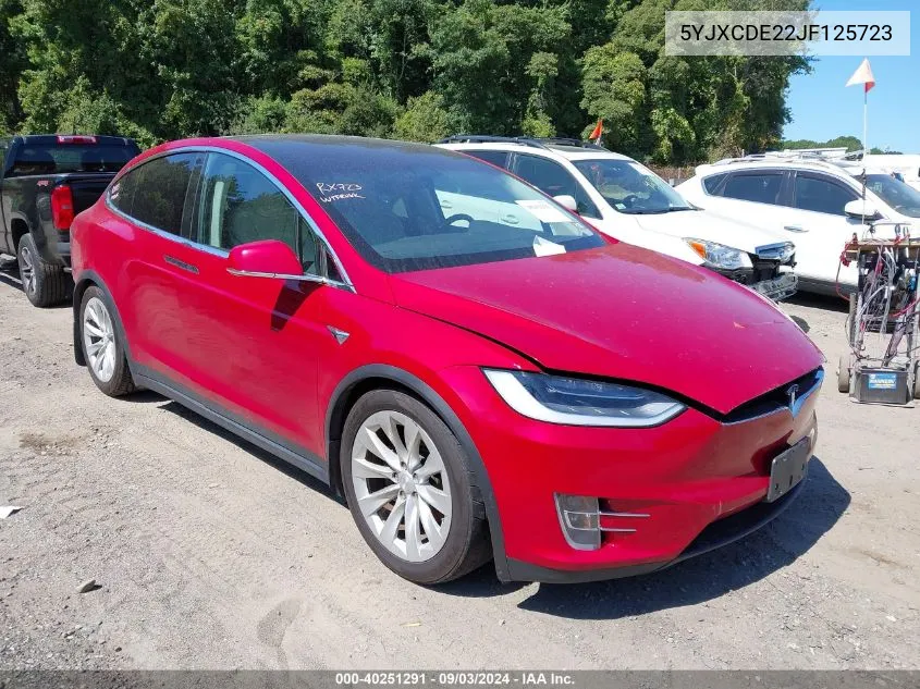 2018 Tesla Model X 100D/75D/P100D VIN: 5YJXCDE22JF125723 Lot: 40251291