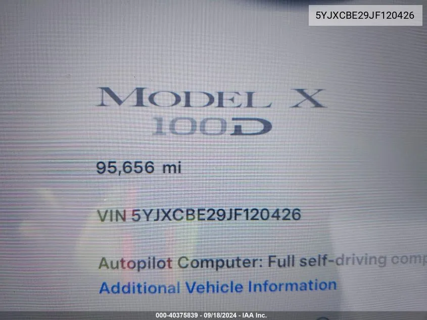 5YJXCBE29JF120426 2018 Tesla Model X