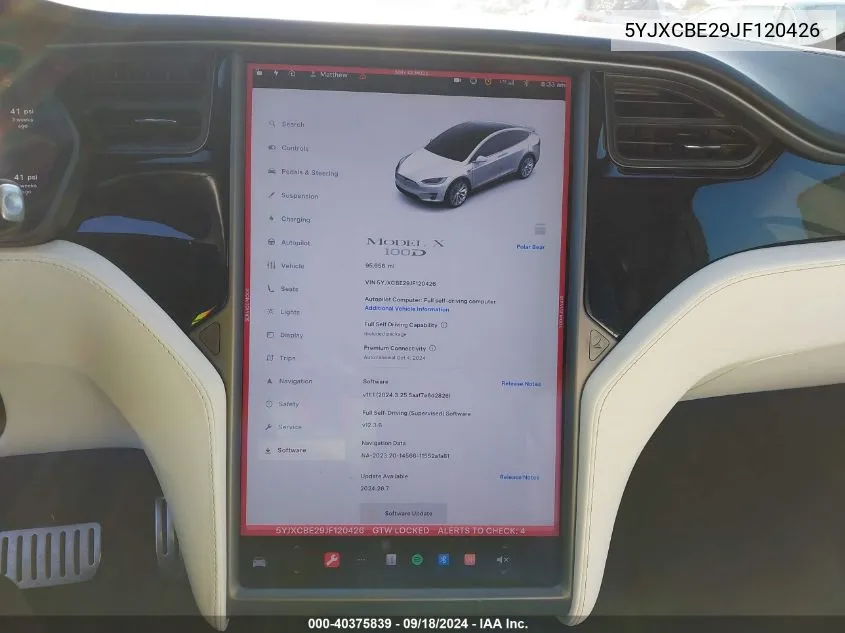 5YJXCBE29JF120426 2018 Tesla Model X