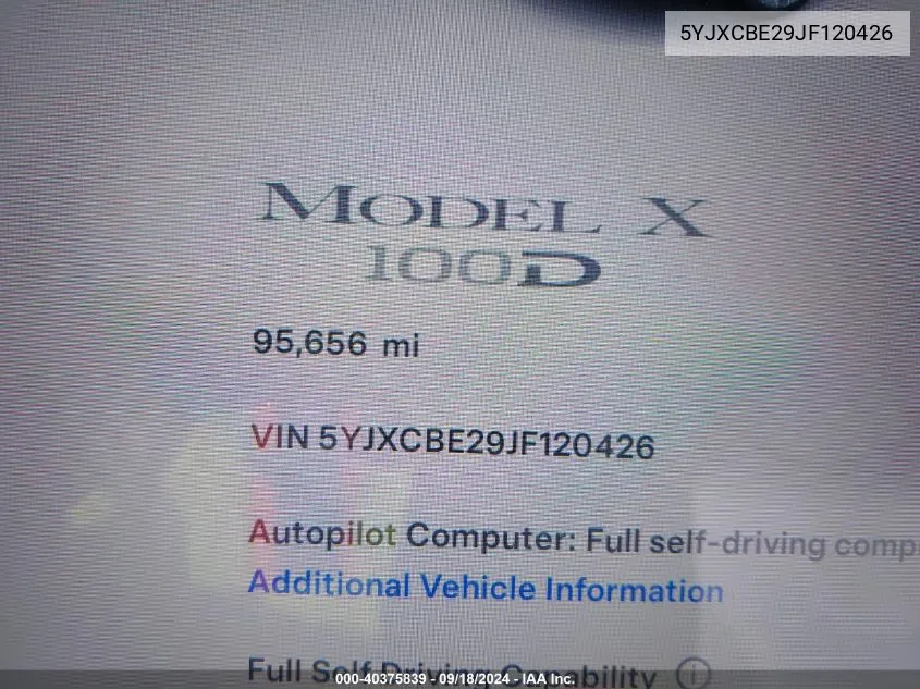 5YJXCBE29JF120426 2018 Tesla Model X