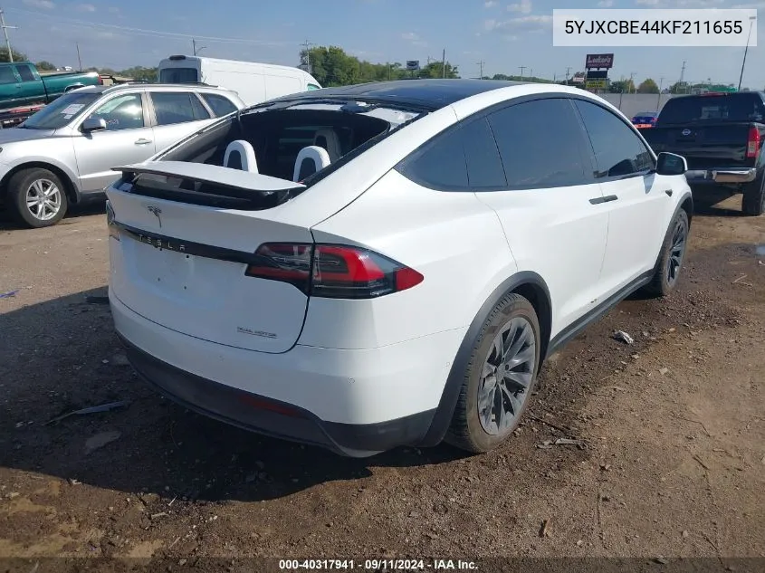 2019 Tesla Model X P100D/Performance VIN: 5YJXCBE44KF211655 Lot: 40317941