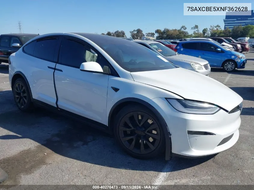 2022 Tesla Model X VIN: 7SAXCBE5XNF362628 Lot: 40270473