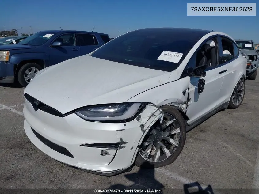 2022 Tesla Model X VIN: 7SAXCBE5XNF362628 Lot: 40270473