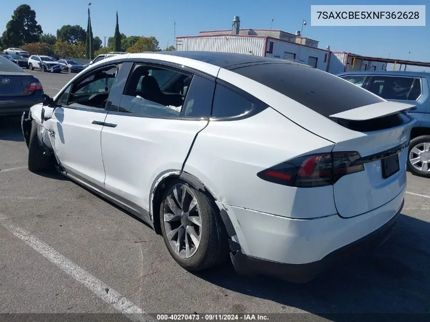 2022 Tesla Model X VIN: 7SAXCBE5XNF362628 Lot: 40270473