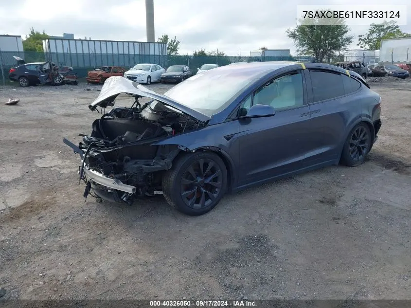 2022 Tesla Model X VIN: 7SAXCBE61NF333124 Lot: 40326050