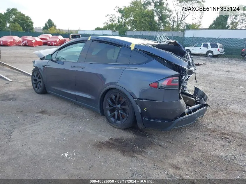 2022 Tesla Model X VIN: 7SAXCBE61NF333124 Lot: 40326050