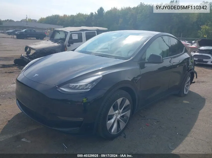 5YJYGDED5MF110342 2021 Tesla Model Y Standard Range Rear-Wheel Drive