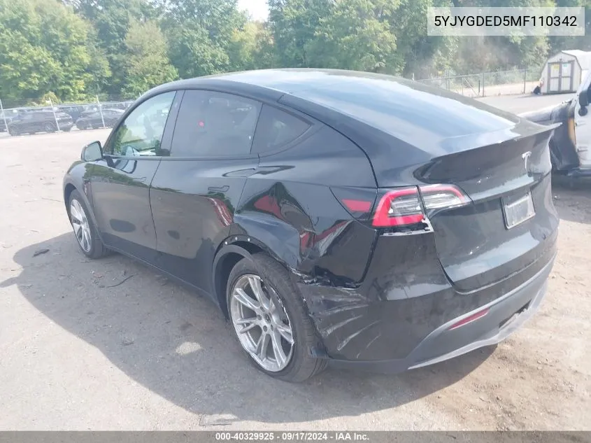 5YJYGDED5MF110342 2021 Tesla Model Y Standard Range Rear-Wheel Drive