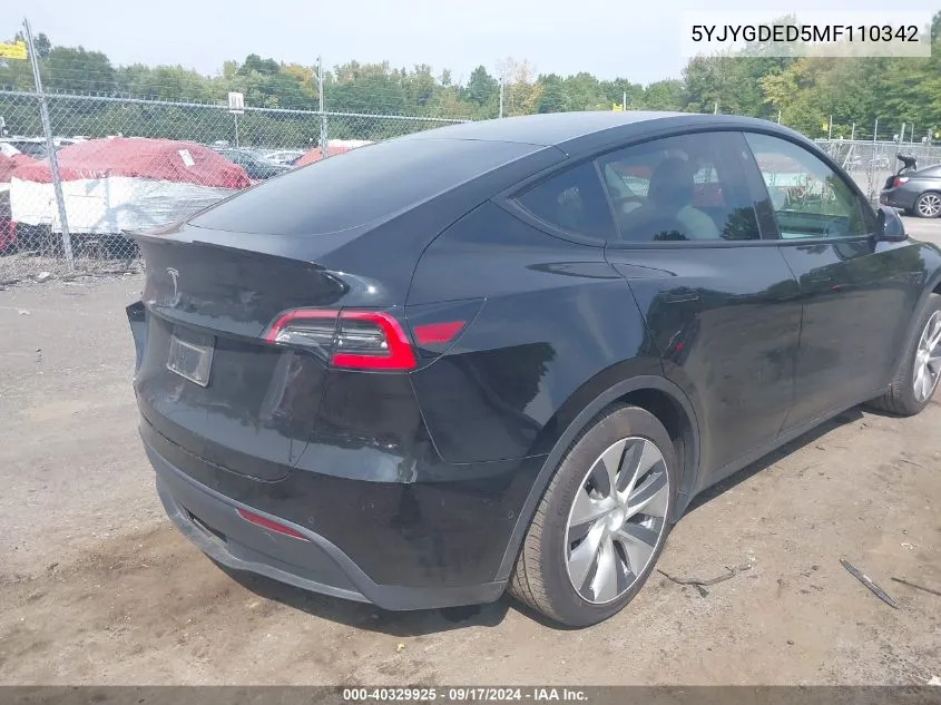 5YJYGDED5MF110342 2021 Tesla Model Y Standard Range Rear-Wheel Drive