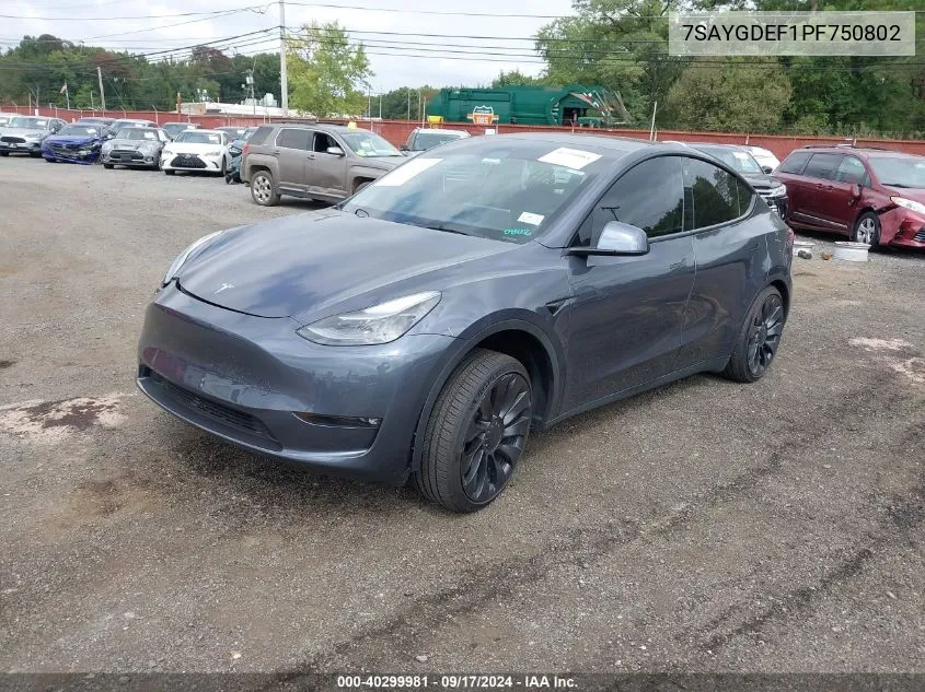 7SAYGDEF1PF750802 2023 Tesla Model Y Awd/Performance Dual Motor All-Wheel Drive