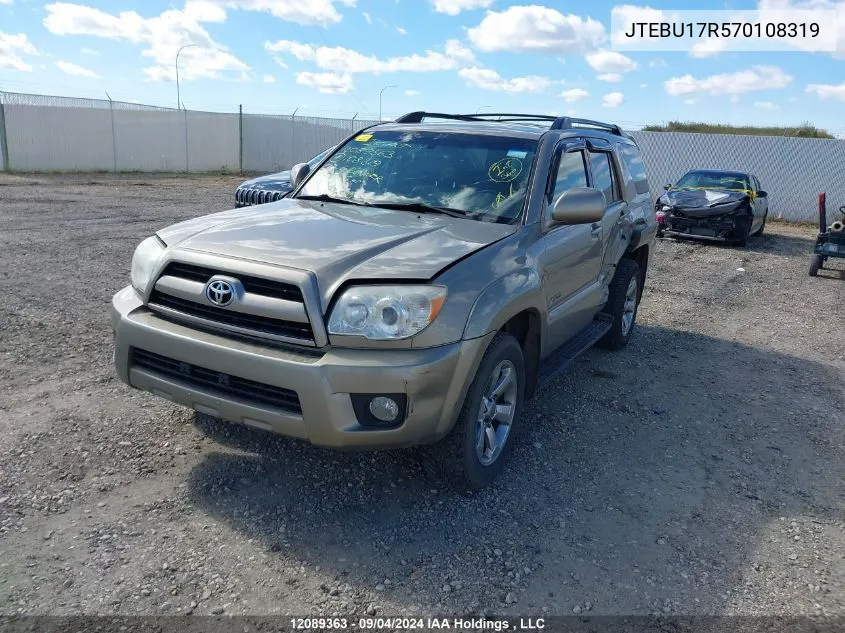 2007 Toyota 4Runner Limited VIN: JTEBU17R570108319 Lot: 12089363