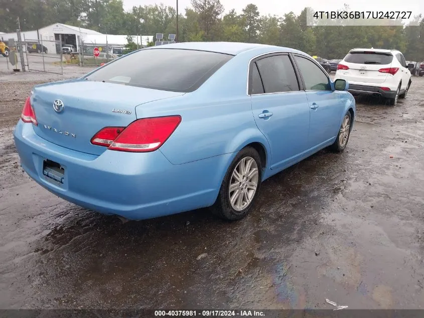 2007 Toyota Avalon Limited VIN: 4T1BK36B17U242727 Lot: 40375981