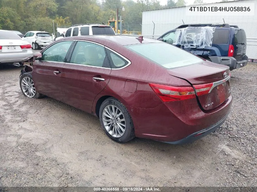 2017 Toyota Avalon Hybrid Limited VIN: 4T1BD1EB4HU058836 Lot: 40366558