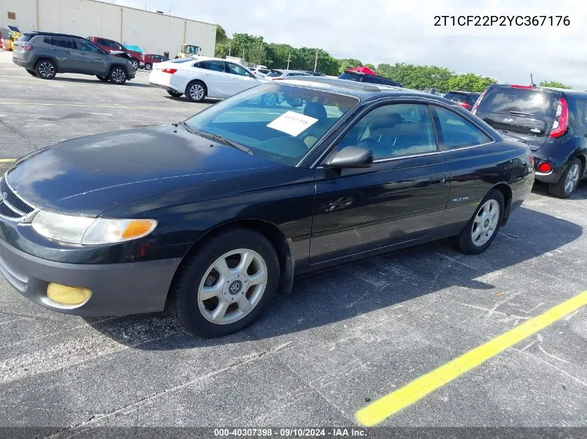 2000 Toyota Camry Solara Se/Sle VIN: 2T1CF22P2YC367176 Lot: 40307398