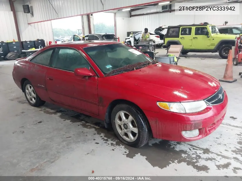 2000 Toyota Camry Solara Se/Sle VIN: 2T1CF28P2YC333942 Lot: 40315768